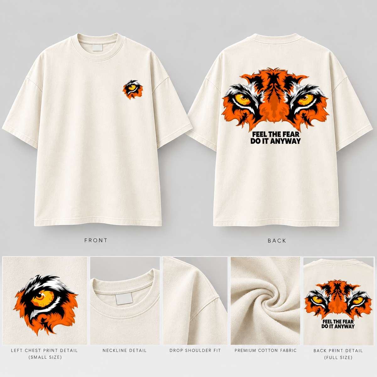 Tiger Eye Print Tshirt Drop Shoulder