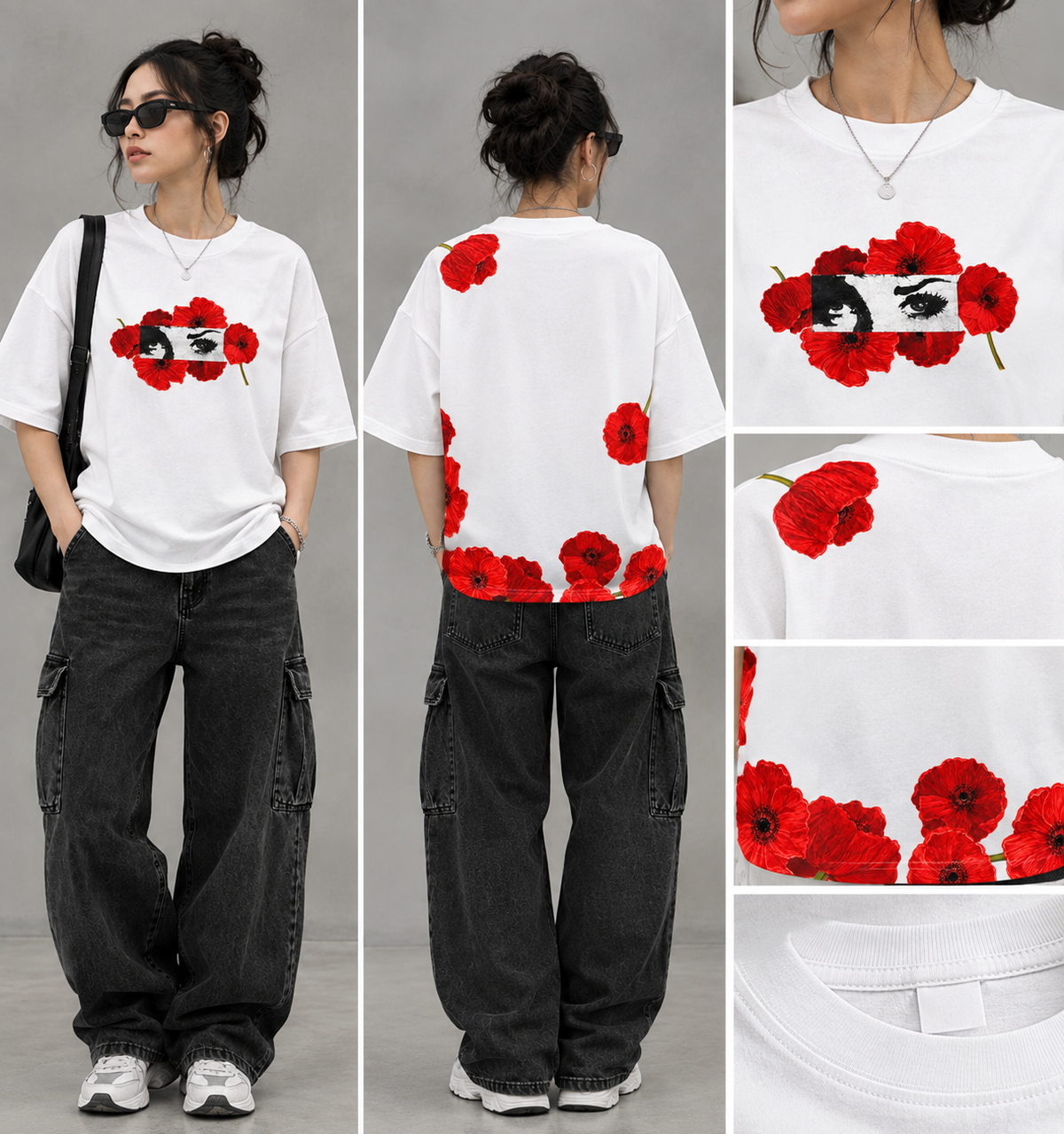 Girl Red Rose Lose fit Tshirt