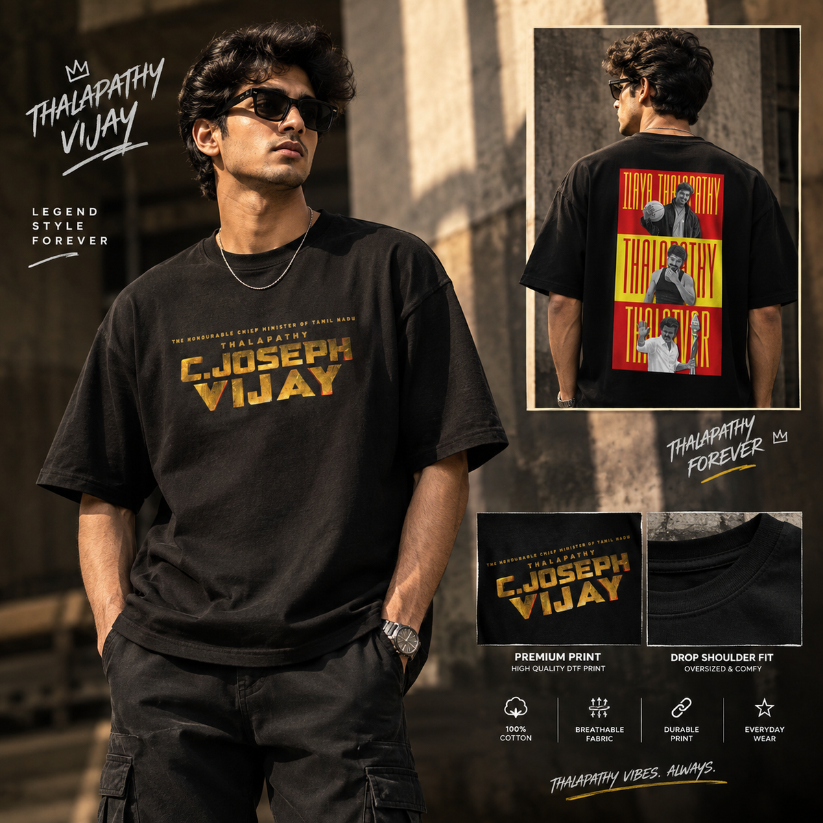 C.JOSEPH VIJAY Tshirt Drop Shoulder