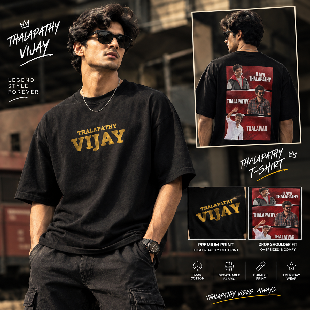 Thalapathy Vijay Tshirt Drop Shoulder