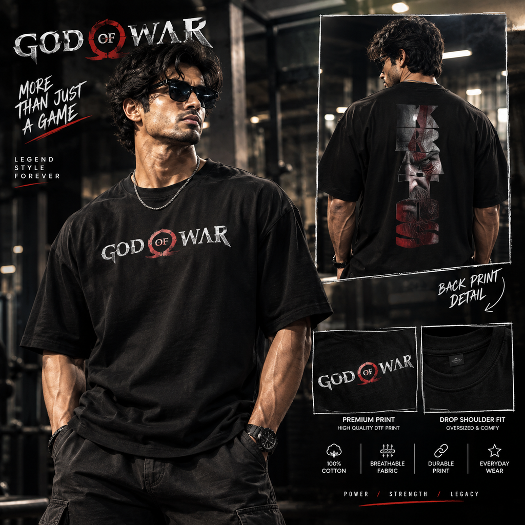 GOD OF WAR Drop shoulder Tshirt