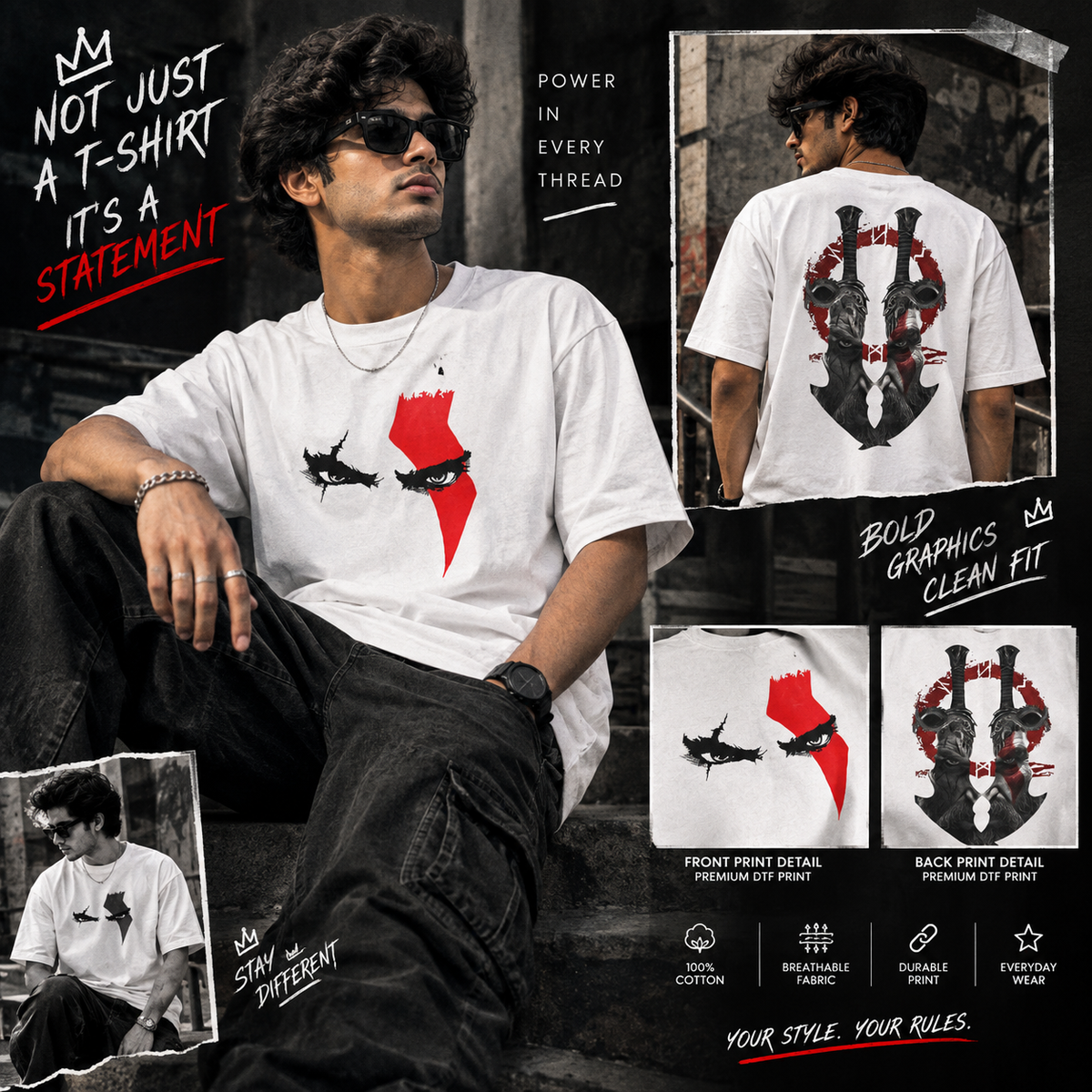 GOD OF WAR Drop shoulder Tshirt