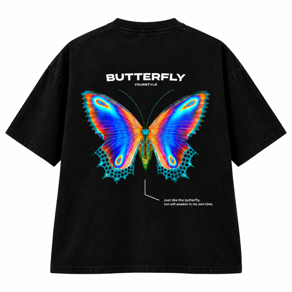 Butterfly Print Tshirt Drop shoulder