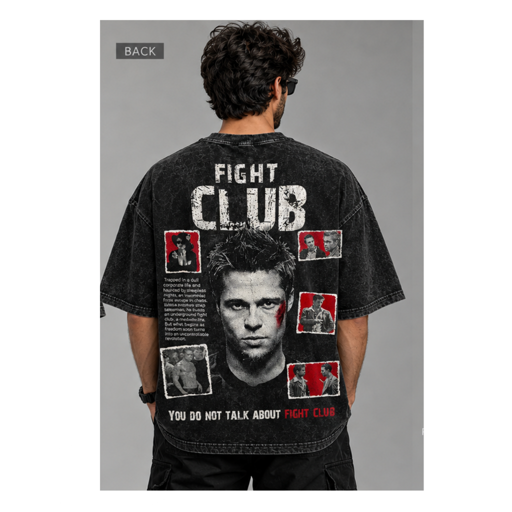 Fight Club Tshirt Acid Wash Black