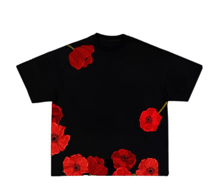 Girl Red Rose Lose fit Tshirt