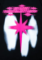 Acid Wash Black Tshirt With Pink Print back