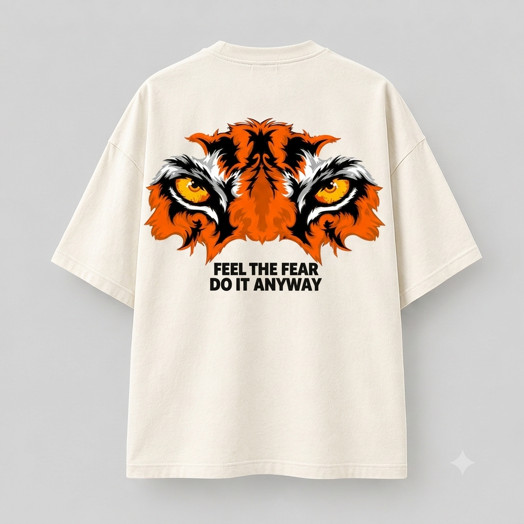 Tiger Eye Print Tshirt Drop Shoulder