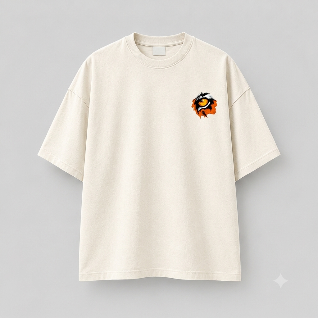 Tiger Eye Print Tshirt Drop Shoulder